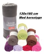 Fleecefilt med korsstygn 130x160 cm