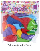 Ballonger 50-pack (23cm) sort. fg.